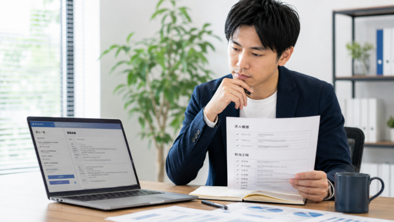 SESからSIerへ転職するため求人と担当工程を確認するITエンジニア