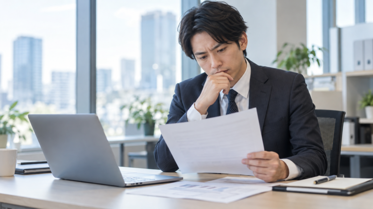 転勤なしと聞いて入社したのに転勤を命じられ労働条件を確認する会社員