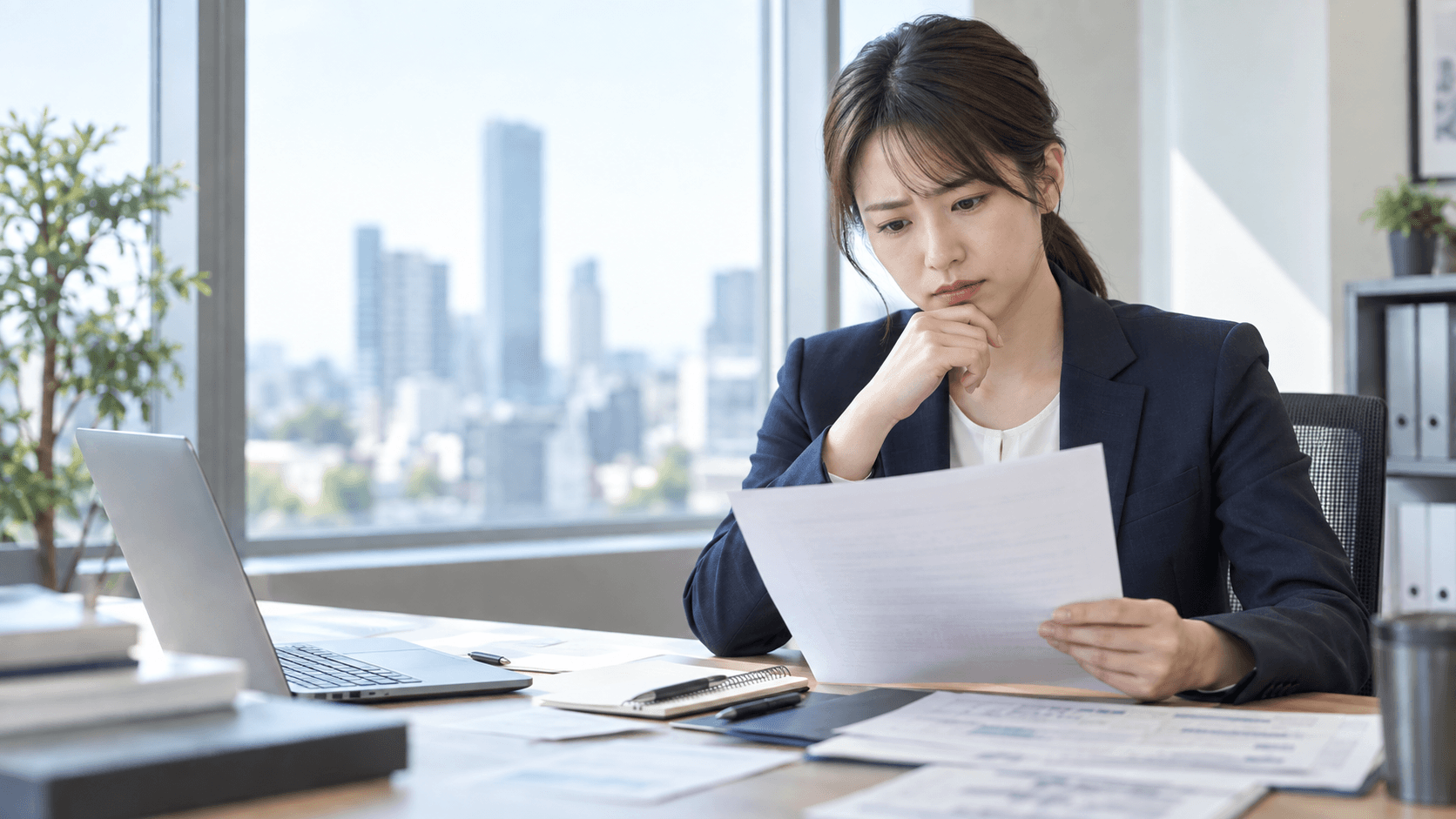 面接で聞いたシフトと入社後の勤務条件が違い予定表を確認する会社員