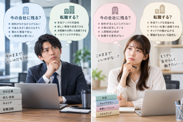 給料が上がらない会社に残るか転職するか考える会社員