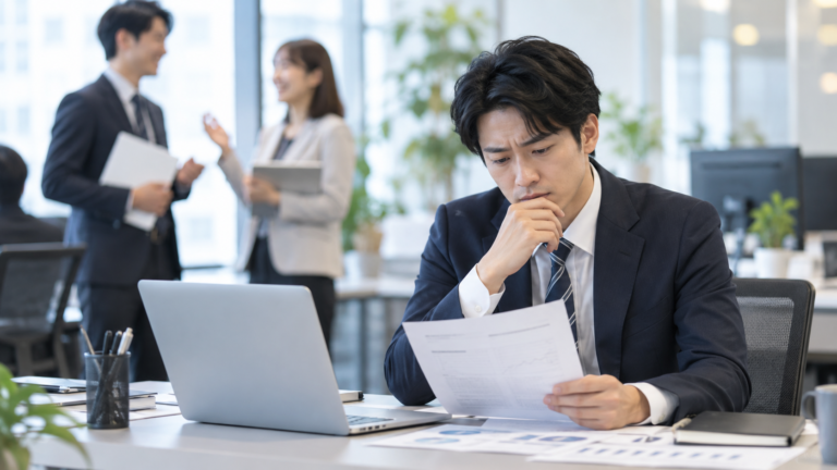 周囲が賃上げされる中で自分だけ給料が上がらず悩む会社員